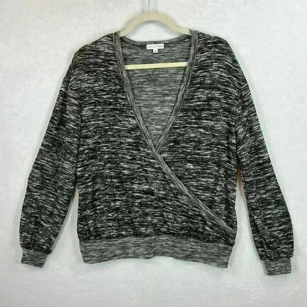 Coco + Jaimeson Sweater Women’s Medium (8-10) Heathered Black Faux Wrap